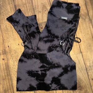 Black and Gray Tie-Dye Activewear Set